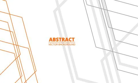 White modern geometric abstract background with gray and orange lines and Stock Illustration