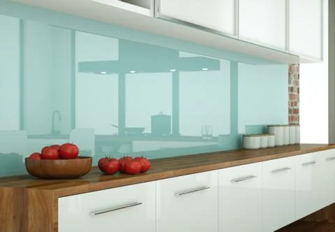 White modern kitchen interior design illustration Stock Illustration