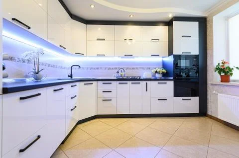White modern kitchen interior Stock Photos