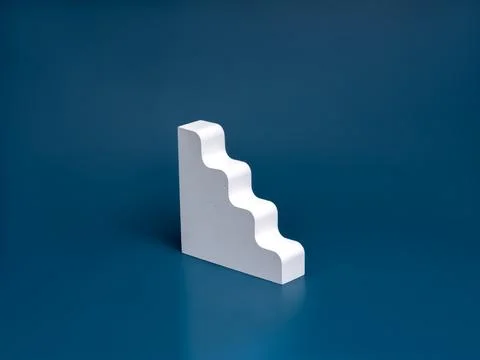 White modern stair as a decrease business graph down step, curved edge stai.. Stock Illustration