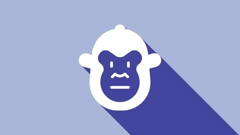 White Monkey icon isolated on purple background. Animal symbol. 4K Video motion Stock Footage 159323009