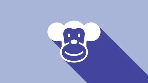 White Monkey icon isolated on purple background. Animal symbol. 4K Video motion Stock Footage 159323028