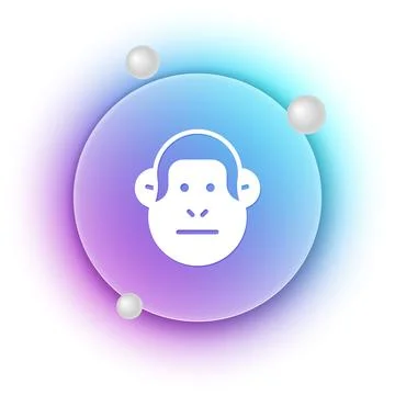 White Monkey icon isolated on white background. Animal symbol. Blue and pur.. Stock Illustration