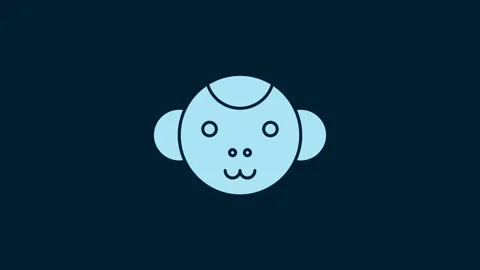White Monkey zodiac sign icon isolated on blue background. Astrological Stock Footage 230046052