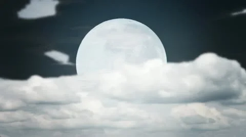 White Moon With Cumulus Clouds Video stock 11299374