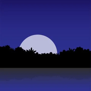 White moon in the jungle Stock Illustration