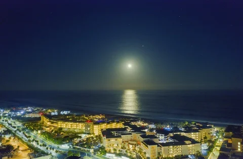 White Moon Reflection From Ocean, Los Cabos, Mexico. Stock Footage 108704404