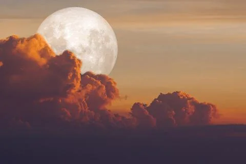 White moon in the  sky before sunset, The moon rose at Early Evening, Beautif Stock Photos