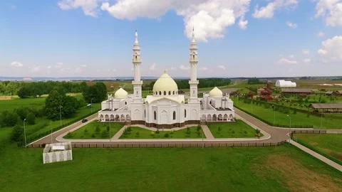 White mosque in Bolgar Stock Footage 86624911