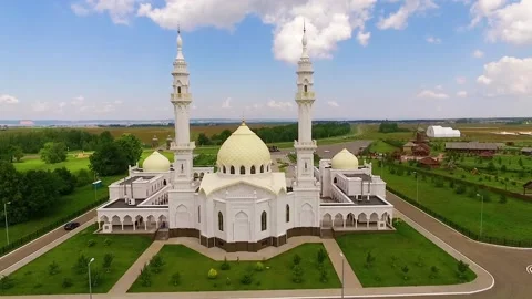 White mosque in Bolgar Stock Footage 86625074