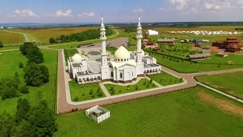 White mosque in Bolgar Stock Footage 86626001