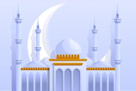 White mosque concept background, cartoon style Stock Illustration