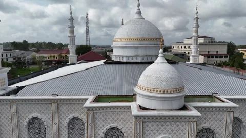 The white mosque drone area in Sambas, West Kalimantan Stock Footage 326338974