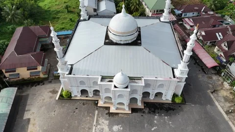 The white mosque drone area in Sambas, West Kalimantan Stock Footage 326339011