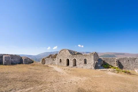 White mosque inside of the Berat castle in Albania Stock Photos