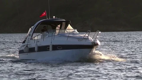 White motor yacht Stock Footage 70029237