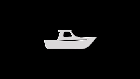 White motorboat materializing and dematerializing on black background Video stock 316248404