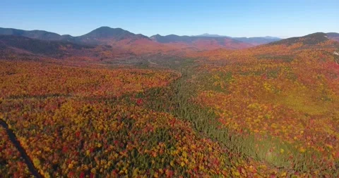 White Mountain fall foliage, New Hampshire NH, USA. Stock Footage 131677539