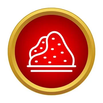 White mountain icon on red circle golden emblem Stock Illustration