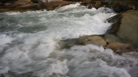 White Mountain Stream Water Falling Down Bursting Ecology Background HD Stock Footage 39465722