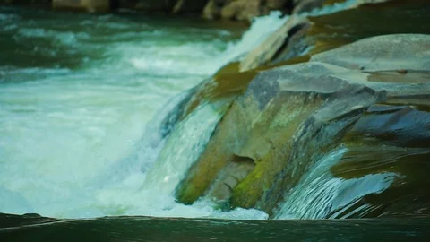 White Mountain Stream Water Falling Down Bursting Ecology Background Stock Footage 95851514