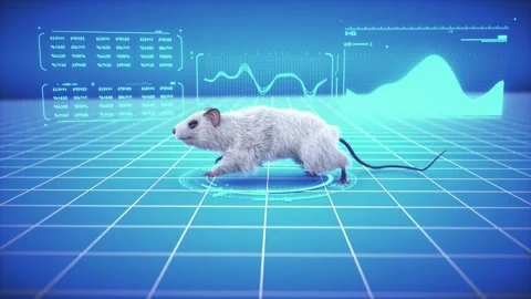 White Mouse on Digital Grid Futuristic Data Visualization and Scientific Re.. Vidéo 314067542