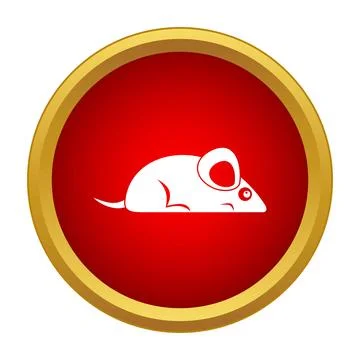White mouse rodent icon in a red circle 스톡 일러스트