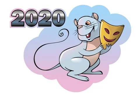 White mouse, symbol of the year Stock Illustration