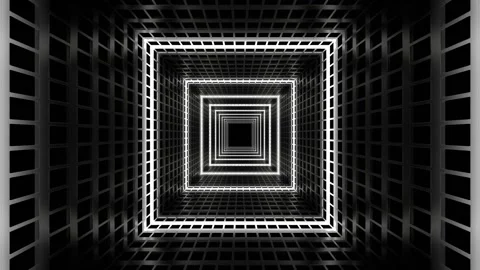 White Movement of Light Through Grid Tunnel Background VJ Loop in 4K Stock Footage 304533966