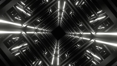 White Movement Through Neon Frame Background VJ Loop in 4K Stock Footage 314177707