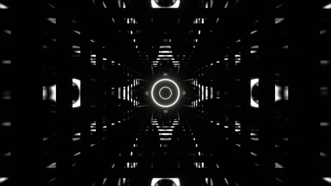 White Moving Circular Strobe Lights in Tunnel Background VJ Loop in 4K Stock Footage 345737288
