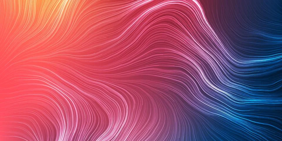 White Moving, Flowing Stream of Particles in Curving, Wavy Lines - Digitall.. Stock Illustration