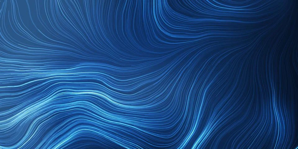 White Moving, Flowing Stream of Particles in Curving, Wavy Lines - Digitall.. Stock Illustration