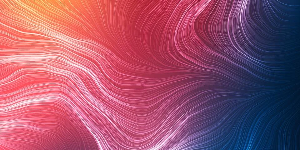 White Moving, Flowing Stream of Particles in Curving, Wavy Lines - Digitall.. Stock Illustration