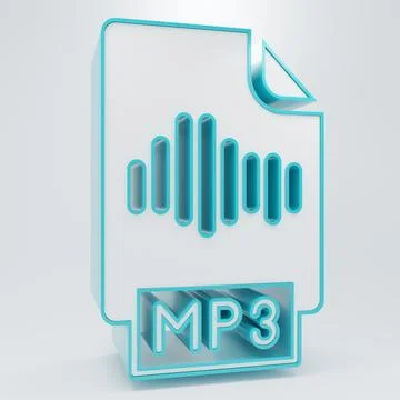 White MP3 file document. Download mp3 button icon isolated on grey backgrou.. Illustrazione stock