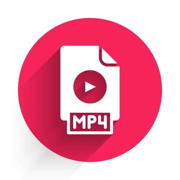 White MP4 file document. Download mp4 button icon isolated with long shadow. MP4 Stock Illustration