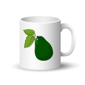 White Mug with Avocado 스톡 일러스트