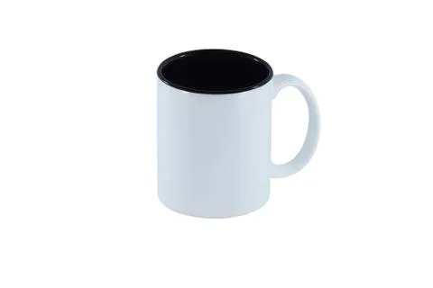 White mug with black inside isolated on white background Stock Photos