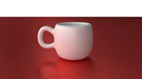 White mug cup on red desk Stock Illustration