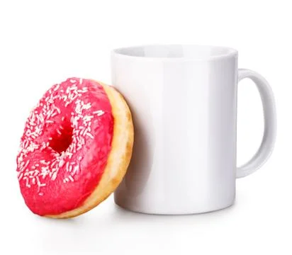 White mug donut Stock Photos