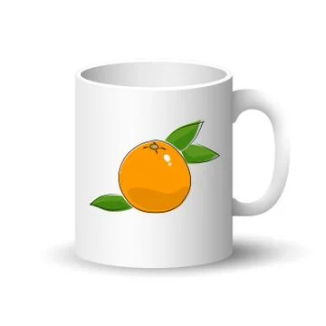 White Mug with Grapefruit Stock Illustration