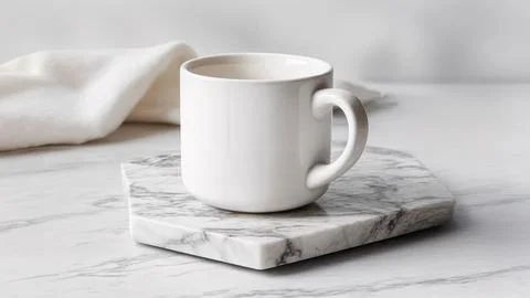 White mug in marble stone setting Stock Illustration
