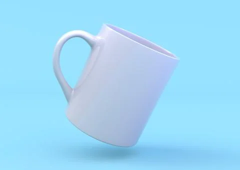 White mug mock-up on blue background. 3D illustration Stock Illustration