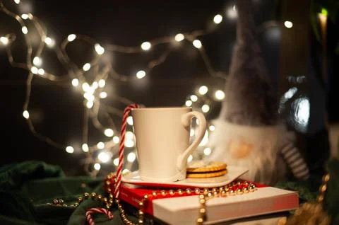 A white mug with a red Stock Photos