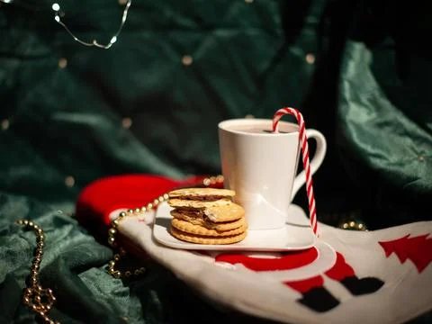 A white mug with a red Stock Photos