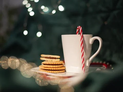 A white mug with a red Stock Photos