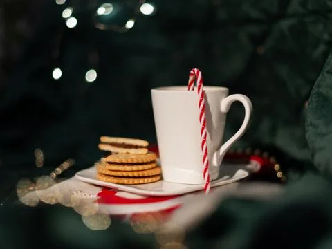 A white mug with a red Stock Photos