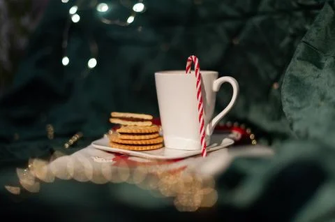 A white mug with a red Stock Photos