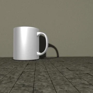 White mug on stone background - 3d illustration Illustrazione stock