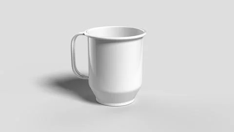 White mug tilted on white backdrop, right view Stock Illustration